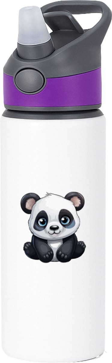 Hacebo® - Pandabeer waterfles met rietje paars - Panda - Dieren liefhebbers - Beren - dierentuin - dieren - water fles - 650ML