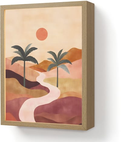 Wandlamp 30x40 cm - Oplaadbaar - Heuvels - Palmbomen - Abstract - Wandlampen binnen woonkamer - Slaapkamer lamp - Decoratieve nachtlamp - Vloerlamp draadloos