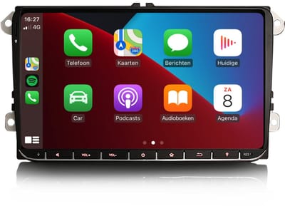 Carplay autoradio voor Volkswagen Polo T5 Passat Tiguan Touran Golf 5 6 | 2003 t/m 2020 | 9 INCH | Draadloos Apple Carplay en Android Auto | 4GB + 64GB | 8-Core | Cartronix | 2025 model Bluetooth & Wifi
