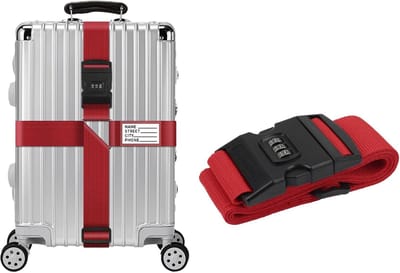 Kofferband met slot - Bagage riem - Veilig reizen - Combinatieslot - Verstelbaar - Rood