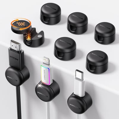 SnelShoppen - 360° Rotatable Kabelhouders - Zelfklevende Magnetische Kabelclips - Organiser voor Opladers, Audio- en Huishoudelijke Kabels - 9 Stuks -