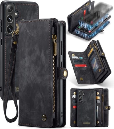 CaseMe Hoesje - Geschikt voor Samsung Galaxy S24 Hoesje - CaseMe 008 2-in-1 Book Case & Back Cover met Portemonnee - Zwart