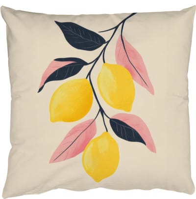 Sierkussens - Kussentjes Woonkamer - 50x50 cm - Citroenen - Felgeel - Tak - Bladeren