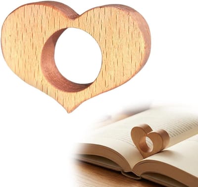 SnelShoppen - Duimboekenhouder 22 mm van Hout - Hartvormige Boekenlegger en Zijhouder voor Leraren, Lezers, Boekenliefhebbers - Duurzaam en Praktisch
