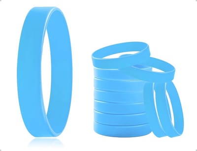 Set van 10 Eenvoudige Silicone Armbanden voor Sport, Fitness en Feestjes - Geschikt voor Mannen, Vrouwen en Kinderen (Blauw, 202 x 12 x 1.9 mm)
