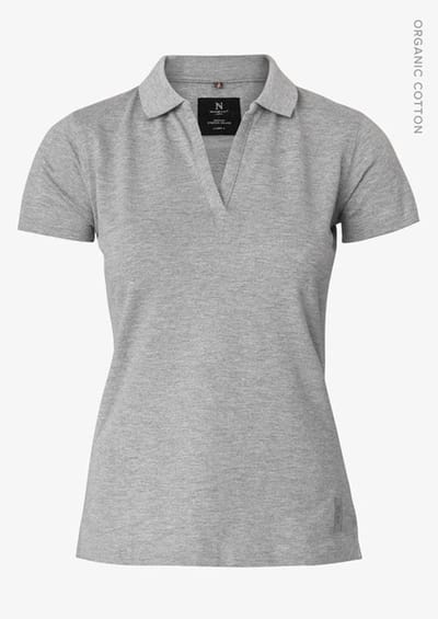 Harvard V-Neck Women - Grey Melange Stretch deluxe polo | Maat L | Fijne polo met stretch!