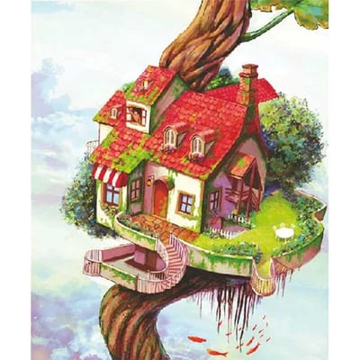 Diamond Handgemaakte Home Decor Borduren Mozaïek Boomhut Ambachten Borduurpakketten 5d Diy Diamond Schilderen 20X30CM red