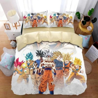 Parure de lit Anime Dragon-Ball, housse de couette Goku, ensemble de housse de couette, ensemble de literie Super Saiyan pour enfants adultes 135x200cm 2pcs