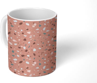 Mok - Koffiemok - Terrazzo - Patroon - Kleurrijk - Roze - Blauw - Mokken - 350 ML - Beker - Koffiemokken - Theemok