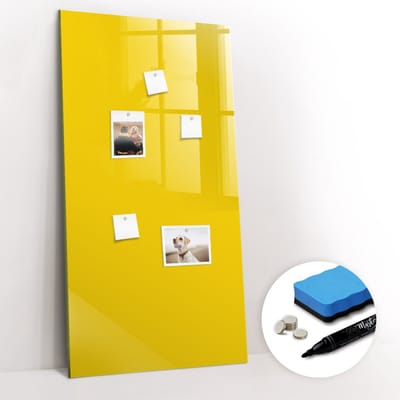Tulup Whitebord - Kleur Lichtgeel Magneetbord - 60 cm x 120 cm - Magnetisch Bord Kind - Decoratief Magnetisch Bord - Magneetbord Rechthoekig - Productiviteit Tools - Inclusief Gratis Magneten & Marker & Spons - Magnet Board - Magnetisch Memobord