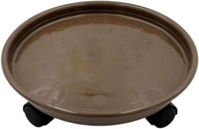 Plantenstandaard op wielen - Plantenwagen potonderstel - Verplaatsbare plantenbak - 360 graden draaiende wielen - 33 cm diameter - Zwart