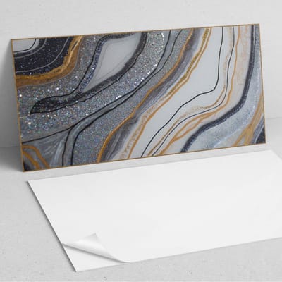 Coloray Wandpanelen Zelfklevend - Abstracte golven met glitters PVC Wandpaneel - 100 cm x 50 cm - Grijs Wandbekleding Zelfklevend - 1 stuk - Texturen Wandpanelen Zelfklevend - Wandbord Keuken - Wandpaneel Badkamer