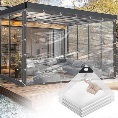 3x4 meter Transparant Waterdicht Zeil met Oogjes voor Buiten - Universeel Zeil voor Weerbestendige Bescherming - Opvouwbaar - Touw Inbegrepen