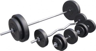 Gorilla Sports Halterset 100 kg - Kunststof - Halterstang met gewichten - Schroefsluiting