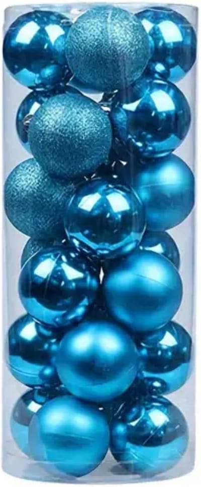 Livano Kerstballen - Kerstversiering - Plastic - Meerblauw - 24 stuks