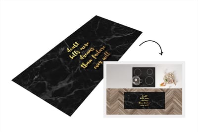 Keukenloper - Loper keuken - Quotes - Dream - Goud - Marmer - 120x50 cm - Keukenloper vinyl