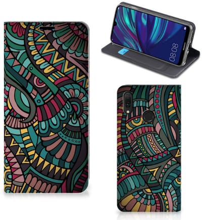 Book Case voor Huawei Y7 hoesje Y7 Pro (2019) Hoesje met Magneet Aztec