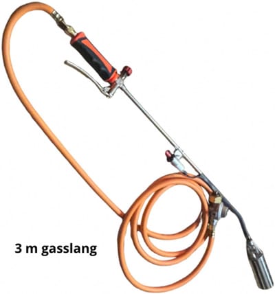 Gasbrander onkruidbrander met ontsteking- en gasdrukregelaar 2,5 bar - dakbrander - dakbedekking brander