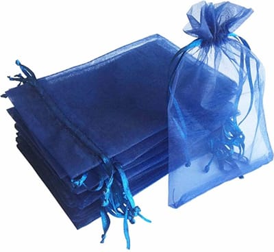 Fako Bijoux - 20 Organza Zakjes - 7x9 cm - Feestzakjes - Snoepzakjes - Cadeauzakjes - Uitdeelzakjes - Sieradenzakjes - Donkerblauw - 7x9cm - 20 Stuks