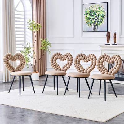 REDOM Eetkamerstoelen Set Van 2 - Uitsparing In Rugleuning - Modern - Metaal En Fluweel - Camel