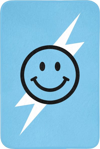 Badmat 60x90 cm - Antislip - Smiley - Blauw - Bliksem - Badmatten voor badkamer - Badkamermat - Douchemat - Badkamer mat