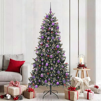 vidaXL - Kunstkerstboom - met - 300 - LED - Groen - 210 - cm - PVC - en - Plastic - en - Staal