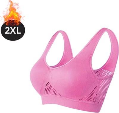 Bovista BH Zonder Beugel - Zonder Bandjes - Push-up Bh's - Comfort Beha - Comfortabel - Sterk - Yoga - Plus Size - Roze - Maat 2XL