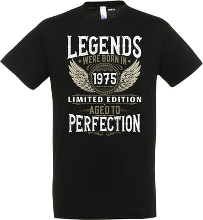 T-shirt Legends were born in | 50 jaar abraham sarah | verjaardag cadeau voor mannen | Zwart | maat XS