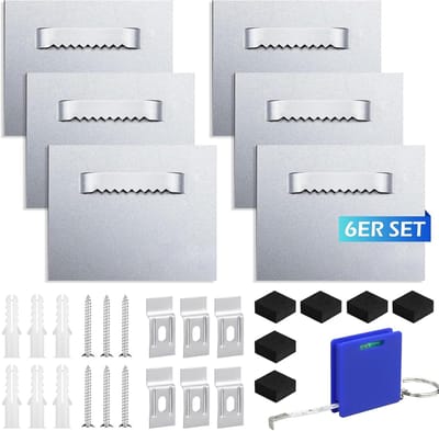 6 stuks aluminium dibond & acrylglas ophanging, zelfklevend, bevestigingsset om op te hangen voor foto's, fotohaken, zelfklevende hangers voor spiegels, fotohangers om te lijmen tot 8 kg