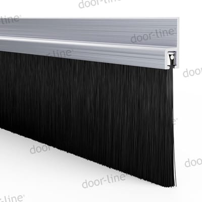 Stripborstel met h-profiel | Voor afdichting van kieren, recht profiel 180o | Lengte: 1000 mm | Zichtbare haarlengte: 80 mm | Totale hoogte: 114 mm