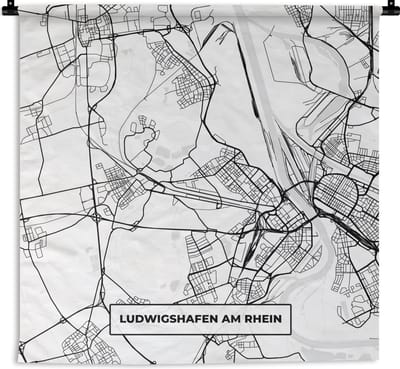 Wandkleed - Wanddoek - Plattegrond - Kaart - Ludwigshafen am Rhein - Stadskaart - 180x180 cm - Wandtapijt