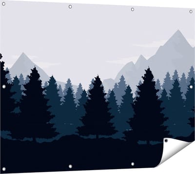 Gards Tuinposter Bos met Bomen Illustratie - Abstract - 120x90 cm - Tuindoek - Tuindecoratie - Wanddecoratie buiten - Tuinschilderij