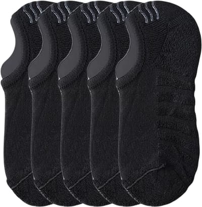 5 Paar Enkelsokken van Katoen – Lage Sokken, Ademend, Antislip & Comfortabel voor Dames en Heren-Zwart