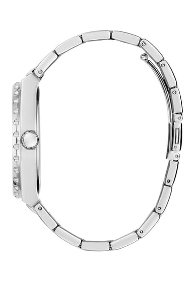 Guess Central Quartz Analoog Horloge Zilvertint En Blauw Behuizing: 100% Roestvrij Staal| Armband: Roestvrij Staal 42 mm U1394G1M, U1394G5M, U1394G6M, U1451G1M