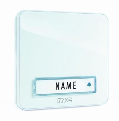 Moderne belplaat met naamplaatje 1-voudig wit 12V/1A