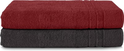Komfortec Set van 2 Handdoeken 80x200 cm - 100% Katoen - XXL Saunahanddoeken - Badlaken - Strandlaken - Badhanddoek- Douchelaken - Zacht - Hoge Absorptie - Sneldrogend - Zwart&Rood
