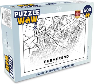 Puzzel Kaart - Purmerend - Nederland - Legpuzzel - Puzzel 500 stukjes