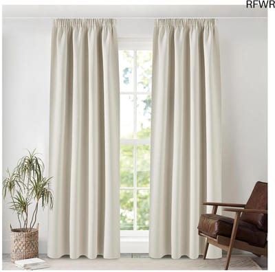 RFWR® Verduisterende Gordijnen voor Woonkamer en Slaapkamer, Thermische Isolatie, 140 x 245 cm, Lichtbeige, 2 Panelen