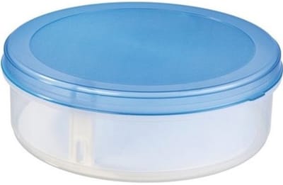 Taartdoos - 2x - transparant/blauw - rond - 35 cm - met lift - bewaardoos voor taart - Taart/kwarktaart/cheesecake bewaarbak - Vlaaidoos