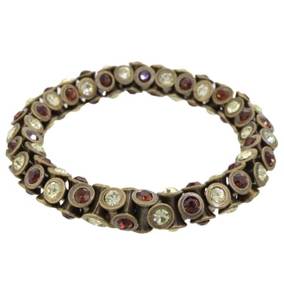 Behave – armband – lichtgeel bruin – antiek goudkleurig – elastisch – kristallen – nikkelvrij