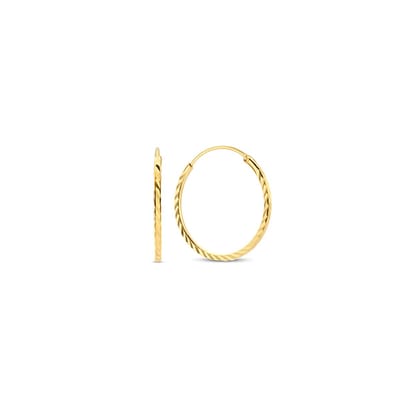 New Bling 9NB-1012 Zilveren Oorringen - Dames - Gediamanteerd - 16 mm Doorsnee - 1,2 mm Dikte - Zilver - Gold Plated (Verguld/Goud op Zilver)
