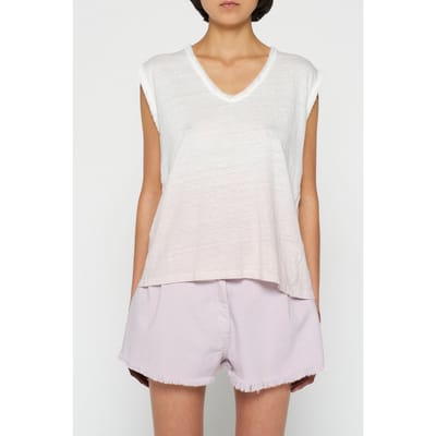 10DAYS Linen Singlet Dip Dye Pale Lilac Maat: XXS | Mouwloze Tops Outlet | Dames | Wit