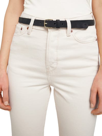 Tom Tailor Denim - TTMEGHAN smalle leren riem met afgeronde gesp - Maat 75 - black uni