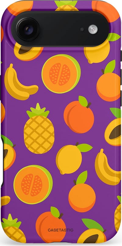 Casetastic hoesje geschikt voor Apple iPhone Air - MagSafe - Dubbellaagse bescherming - Tropisch Fruit Feest - Fashion Case - Lavendel Okergeel Oranje
