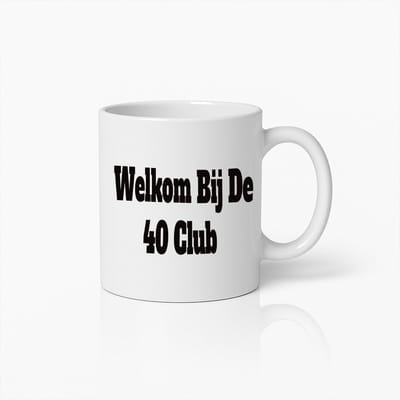 Grappige 40e Verjaardag Mok – “Welkom Bij De 40 Club” – Uniek Cadeau voor Mijlpaalverjaardagen – Witte Keramische Koffiemok – 330ml