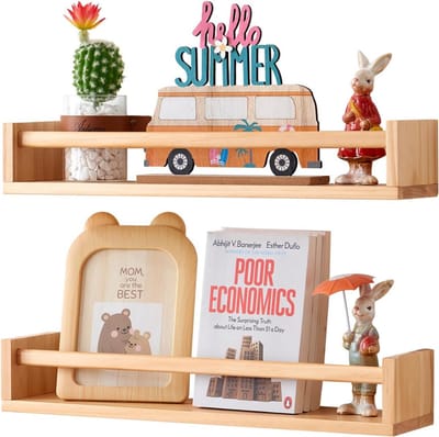 DailySupplies® Wandplank - Houten Plank Wandmontage - Hoekrek Display Decor - Hoekplank - Organizer voor Slaapkamer Keuken Badkamer - Natuurlijk