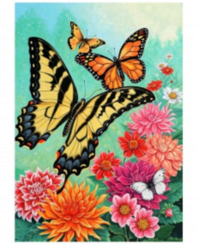 Goodli Diamond Painting - Vlinders met Bloemen - voor Volwassenen en Kinderen - Diamant Painting Volledig Pakket - Ronde Steentjes - 30x30 cm - DIY 5D Diamanten