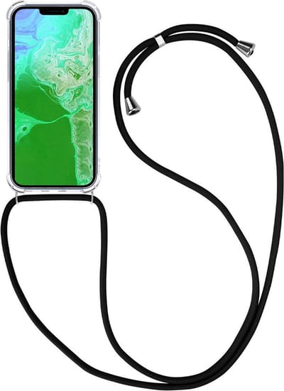 Hoesje - Geschikt voor Apple iPhone 14 Pro Max - Met Koord - Shock Proof - Siliconen Case - Telefoonkoord - Back Cover - Telefoon Hoes Shockproof - Telefoonketting - Telefoonhoes - Transparant