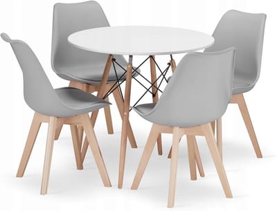 Eetkamerset Rechthoekige Tafel 120x80 cm met 4 Grijze Stoelen en Kunstleren Zitting