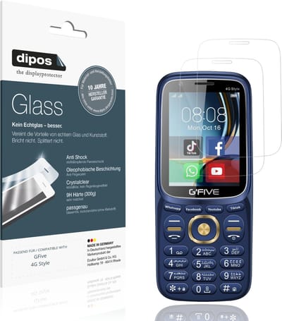 dipos – 2x Pantserfolie geschikt voor GFive 4G Style | 9H Screenprotector